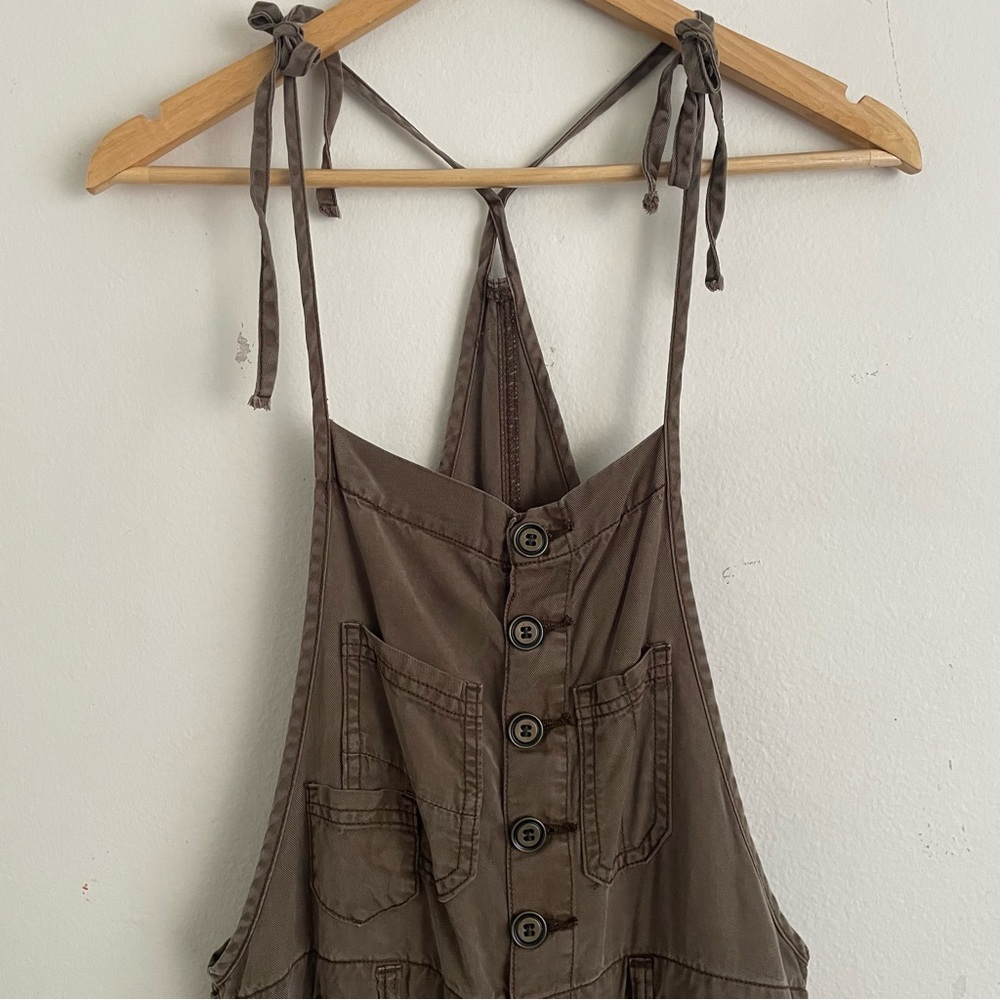 Pilcro The Painter Olive Green Utility Button Front Overalls Size 27 Soft Cozy - Picture 6 of 11
